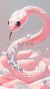 蛇年新年国风水晶粉色卡通蛇背景