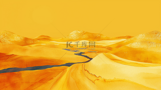 手绘风格图背景图片_绘画设计黄色场景河流风景景色的背景图
