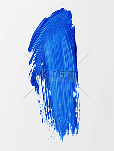 水粉涂抹背景图片_白纸画布上隔离的蓝色油漆画笔描边