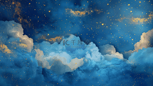 手绘的云朵背景图片_绘画手绘唯美风格天空云朵星星的背景图
