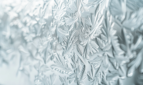 冬季模式摄影照片_霜玻璃上的雪花图案