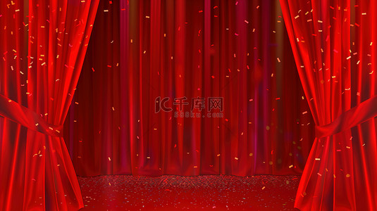 红色大气幕布舞台背景