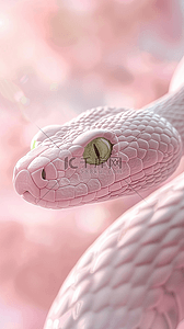 蛇年新年国风云朵里粉色蛇背景