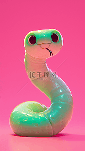 蛇年新年绿粉色3D可爱蛇萌蛇背景