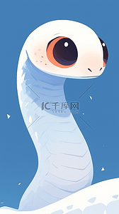 蛇年春节新年卡通3D可爱萌蛇白蛇蓝色背景