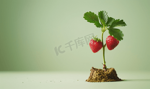 鲜花行业摄影照片_年轻的草莓树