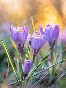 晨光中的紫色花朵