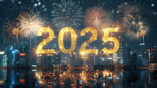 城市光影背景背景图片_新年艺术字数字2025城市光影背景