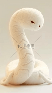 蛇年卡通3D可爱萌蛇毛绒绒小白蛇背景