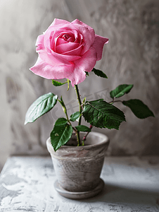 花盆里的七彩玫瑰花