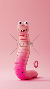 蛇年粉色卡通3D可爱长脖蛇萌蛇背景