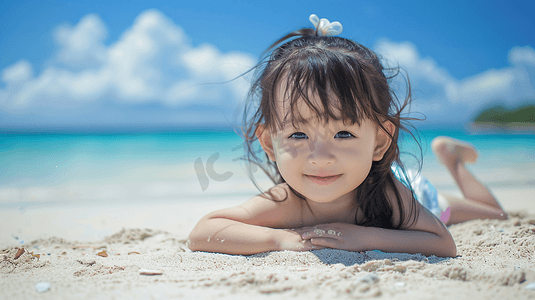 夏日暑假摄影照片_沙滩玩耍的儿童摄10