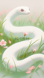 白蛇背景图片_蛇年清新新年白蛇卡通可爱萌蛇背景