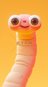 蛇年新年卡通橙黄色3D可爱萌蛇背景