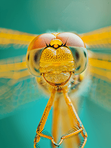 背景模糊的黄蜻蜓特写拍摄微距昆虫微距挑战