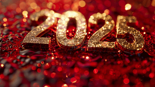 蛇年新年红金数字2025艺术字背景