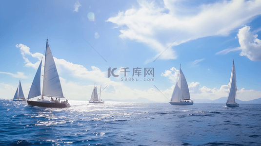 船海报背景背景图片_帆船比赛帆船运动海面帆船背景