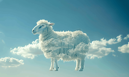 云可爱摄影照片_蓝天上有一些有趣的羊形云