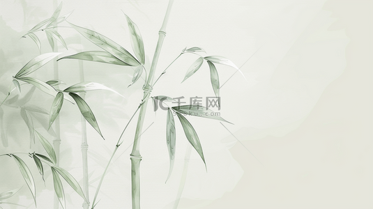 竹子后期背景图片_简约绘画中式风格国画竹子竹叶的背景