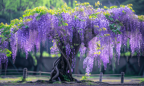 能扭转的紫藤的树