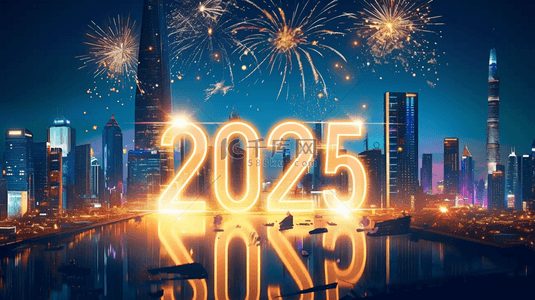 蛇数字背景图片_城市光影新年金色数字2025图片