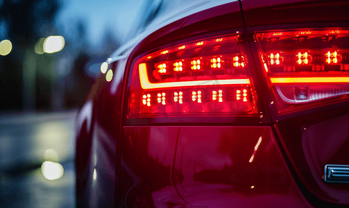 汽车红灯停车信号关闭豪华轿车现代照明设备