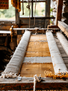 亚麻织物摄影照片_布列塔尼的传统亚麻编织