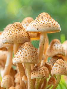 野生蘑菇摄影照片_野生棕色蘑菇的宏观特写