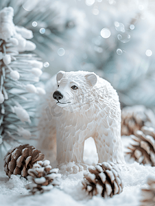 圣诞装饰白色北极熊冬季背景