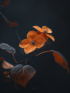 秋秋摄影照片_精致聚光灯下黑色背景上神秘的秋花