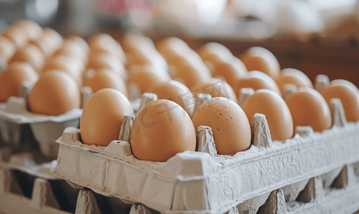有机鸡蛋装在农场新鲜纸盒中可直接烹饪