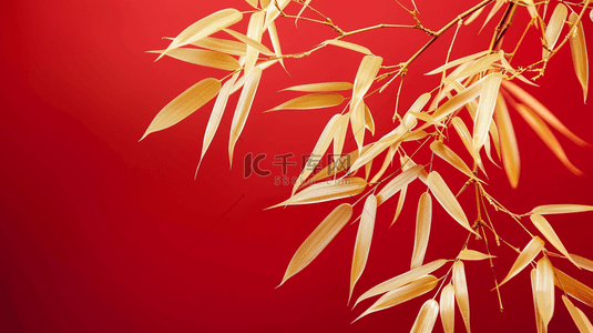 叶片水珠背景图片_国风红色场景金色树枝叶片树叶的背景