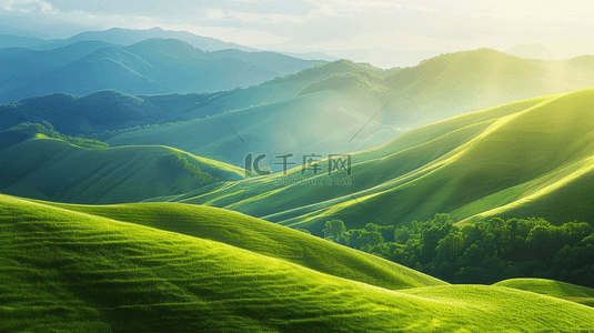 绿色环保文化墙背景图片_大自然绿色草地风景景色山脉的背景