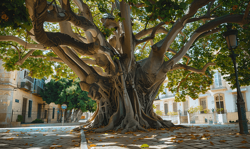西班牙阿利坎特的大老榕树