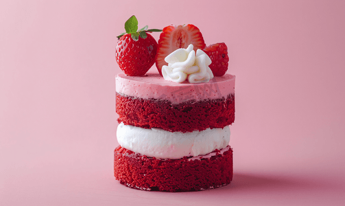 红丝绒便当蛋糕草莓小蛋糕