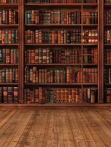 古典标题条摄影照片_墙壁木质背景古典图书馆书籍或图书馆