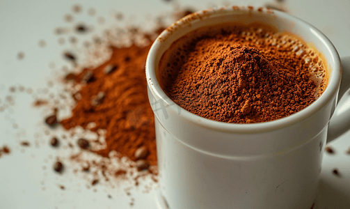 咖啡杯中的咖啡粉