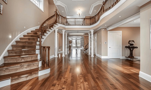 加拿大豪华住宅有硬木地板和楼梯