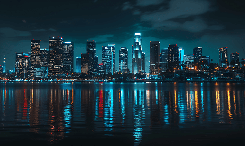 洛杉矶市中心的夜景