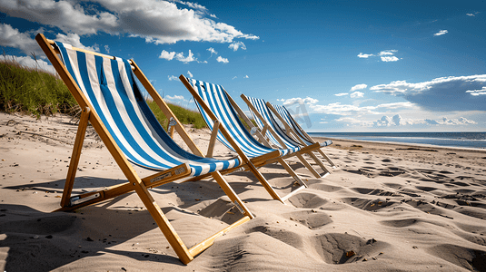 海边沙滩遮阳伞躺椅31
