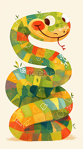 蛇年新年五彩斑斓的卡通花纹蛇背景图片