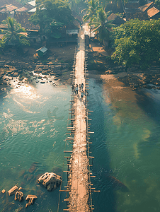 湄公河老挝琅勃拉邦从旧法国桥上方