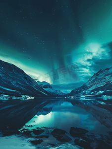 天空粒子摄影照片_夜间拍摄北极光