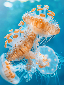 海底生活的摄影照片_水下的水母