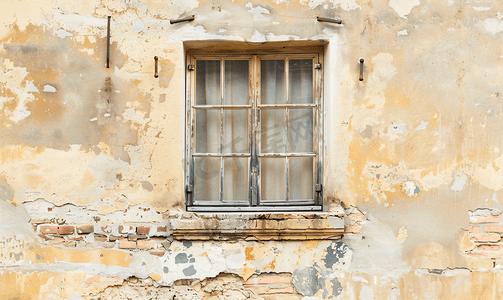 古代外墙摄影照片_一栋老建筑的窗户