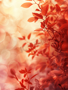 红色面料摄影照片_花式抽象金色花卉花园红色