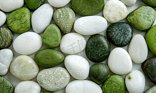 石纹理背景摄影照片_绿色和白色仿鹅卵石人造圆石