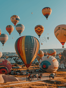 卡帕多西亚格雷梅土耳其热气球充气过程