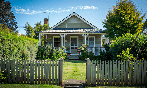 田园诗般的克莱蒙特的典型小屋设有花园和围栏