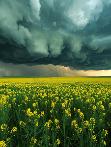 萨斯喀彻温省油菜籽作物上空的暴风云